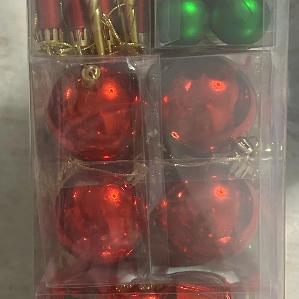 Holiday Ornament Set - Red, Green & Gold Christmas Decorations